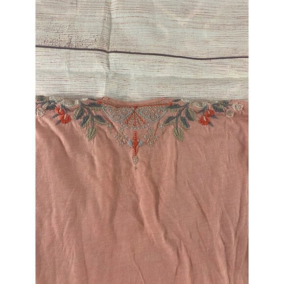 Johnny Was Pink Textured Fabric Embroidered Cap Sleeve Top - XS - Picture 12 of 12